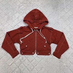 Tularosa Jacket Women's XS Red Brick The Mimi Cropped Full Zip Utility Snap